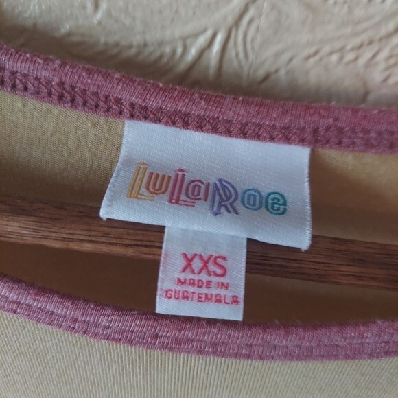 LuLaRoe Irma tunic top yellow ringer oversized short sleeve modest XXS - Picture 4 of 8